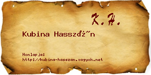 Kubina Hasszán névjegykártya
